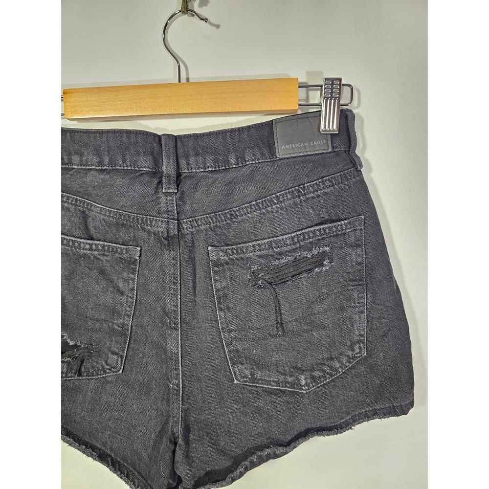 Classic Grundge Distressed Crossover American Eagle Denim Shorts Womens 2 Black - Picture 9 of 9